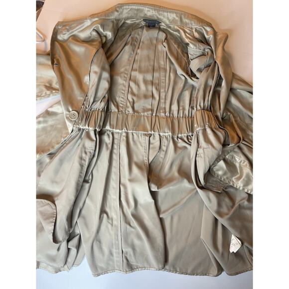 Armani Exchange Trench Dress XS Beige Tan Waist Cinch Preppy Old Money Classy - Picture 6 of 7